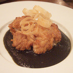 organ - 白子のムニュエル 海苔とオリーブの黒いソース(1050円)