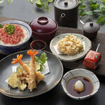 天ぷら つな八 - 料理写真:季節ランチ　　　ねぎとろ丼セット
