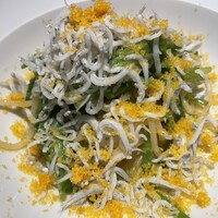 malca - パスタ③淡路産釜揚げシラスとセリ、カラスミ、アーリオオーリオのスパゲッティ3600円