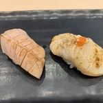 Ginzushi - トロ？炙り・貝柱炙り（おまかせにぎり）