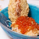 天富良 天露 - 毛蟹の天ぷら いくら掛け