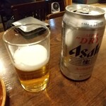 仁や - 缶ビール（おつまみ付き）400円