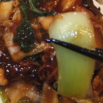 飲茶 はるのそら - 五目あんかけ焼きそば（醤油味）　９００円のチンゲン菜　【　２０１３年１１月　】