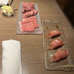 焼肉華火 - 肉寿司と盛り合わせ