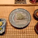 伯雲 - 青森の鮃 塩山葵かポン酢、鮟肝ポン酢で