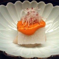 名古屋 浅田 - 【先付】・・・加賀蓮根豆腐・帆立・アボカド・雲丹ソース・針ラレシ