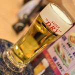 すし松 - 晩酌セット・冬の２点盛り（１，２７０円）の生ビール２０２３年１２月