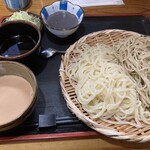 石挽き蕎麦 庵 - クルミ汁つき　あい盛り　と胡麻プリン