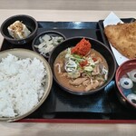 ゆで太郎 もつ次郎 - もつ煮定食とクーポンのアジフライ