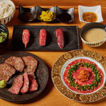 Beef Sushi & meat sashimi set