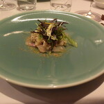 リストランテ カノフィーロ - 平スズキのカルパッチョ　キタアカリとしらす　ボッタルガ