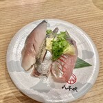 Michinokukai Senzushi Yachiyo - 光3種盛り(活アジ、イワシ、〆サバ)495円