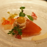 スモークサーモンとカニの花束　～シャンパンのクレモンティーヌ風ソース～　２０１３年１１月