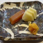 美味いもん屋 わ多なべ - 自家製からすみ林檎和え、生からすみ