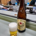 鯉とうなぎのまるます家 - ビンビール「サッポロ」