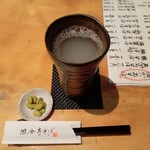 Kokubunji Soba - そば焼酎のそば湯割り、お通し（秘伝大豆）