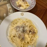 Karuizawa Ristorante Kobayashi - 〆のカルボナーラ。小と大