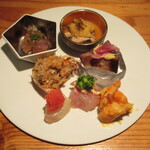 裕の輪 - (二品目) 鯵、北海道の牡蠣、スマガツオ、石垣鯛、海老、アコウ、セコガニ