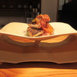 裕の輪 - (四品目) 鰆のソテー、インゲンとプチトマトのソース、ルッコラなどのサラダ