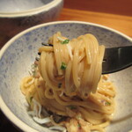 裕の輪 - (六品目) しらすとポルチーニ茸のパスタ、イカとハマグリ