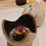 天ぷら 辻 - セコガニと菊菜のおひたし