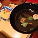 鰻専門店 愛川 - 鰻重セットの肝吸い、漬物