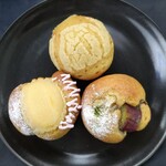 マハロマフィン - プレーン、りんごコンポートクリームチーズ、さつまいもクリームチーズ