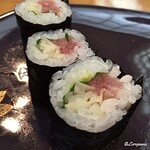 鮨一力 - 鮪の中落ち大葉とガリの巻物