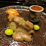 日本料理 晴山 - 鰆のキノコソースかけ、奈良のかぶら焼き、新イクラの寿司