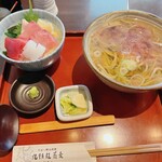 Kuzuryuu Soba - 海鮮丼、(温)かけ蕎麦セット_¥1,100