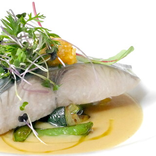 Popular fish dishes are professionally arranged with fresh fish that changes weekly.