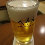 ペチカ - クラシック生はネーム入りグラスで出てきます。