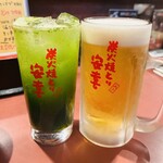 炭火焼とり 安喜 - Ｗ健康チューハイ、生ビール