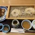 Kambun Go Nendou - 生麺・乾麺味比べの比内地鶏の串焼きセット