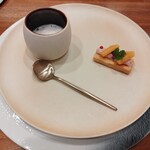 Azabu Rasen - 安納芋スープ、生ハムパイ