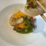 八ヶ岳 えさき - 柿と北海道帆立貝のオイル和え