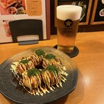 はち八 - 明石焼きセット＋ビール