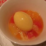 オ・デリス・ド・本郷 - ココナッツ風味のブラマンジェ　色々な柑橘系とパッションのシャーベット