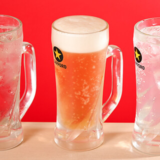 飲み放題コースは店内全てのドリンクが対象！おつまみもご用意◎