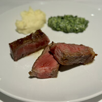 BEEF STEAK CLUB KIYO GINZA - USDA PRIME DRY AGED T-BONE STEAK  プライム熟成T-BONEステーキ Mashed potatoes&creamed spinach マッシュポテトとクリームスピナッチ