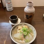 庄や - 日本酒大徳利の常温、お通し