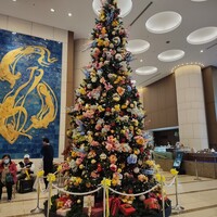 アーティスト カフェ - ロビーにはクリスマスツリーが