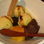 草季庵 - 11/16そばあんみつ・季節の果物は柿でした。