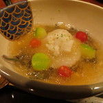 和やまむら - つきだし　ホタテの周りはジュレ状のお出汁