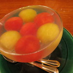 和やまむら - デザート　スイカとメロンのゼリー寄せ