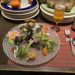 Quatre lapin - 前菜（海老、サザエ、鯖など７品）