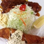 矢田かつ - ロースカツエビミックス定食1700円