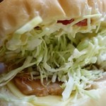 （2013/10月）「オリジナル野菜サンド」＋「豚生姜焼」を横から見たところ