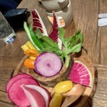 御茶と檸檬 - 千葉県産彩り野菜のバーニャカウダー(金山寺味噌のソース)