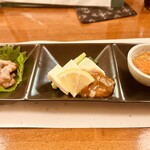 まいもんや かっぱ - 珍味盛り(スルメ麹漬け.酒盗.このわた)